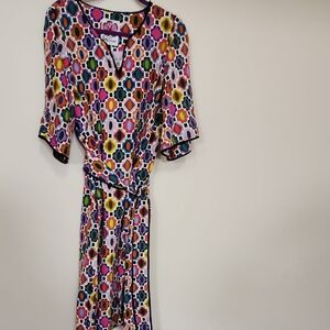 Lesley Evers Multicolor Floral Geometric Dress Size XL